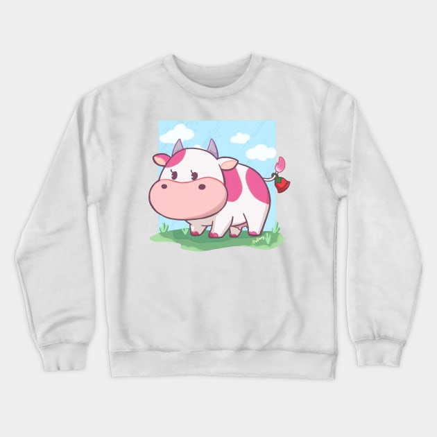 Strawberry Cow Crewneck Sweatshirt by Art By Ridley